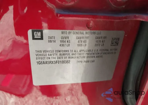 2015 Cadillac Ats Standard из США, поврежденный, VIN 1G6AA5RX5F0108382